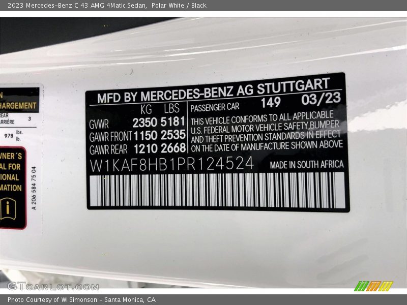 Polar White / Black 2023 Mercedes-Benz C 43 AMG 4Matic Sedan