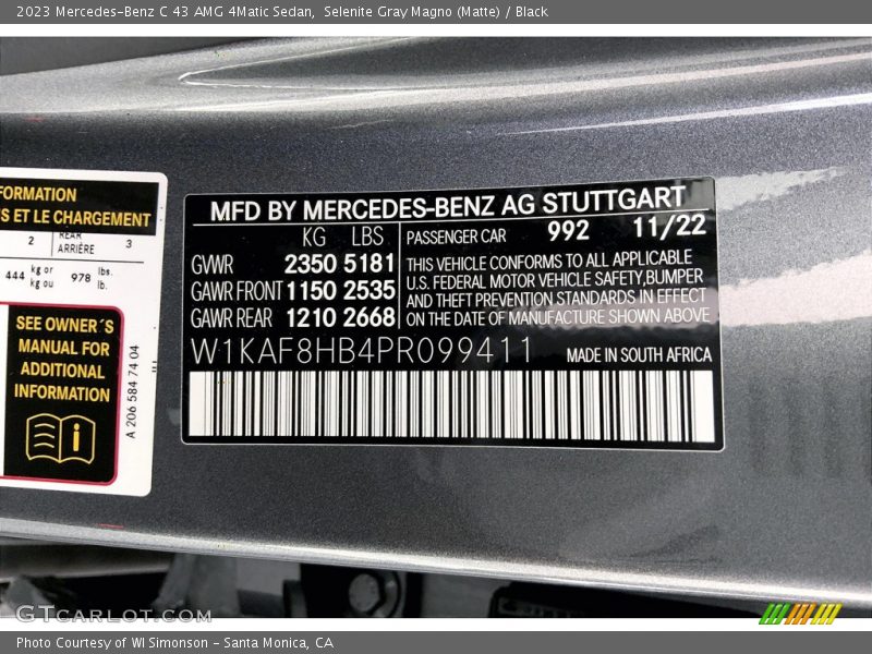 Selenite Gray Magno (Matte) / Black 2023 Mercedes-Benz C 43 AMG 4Matic Sedan