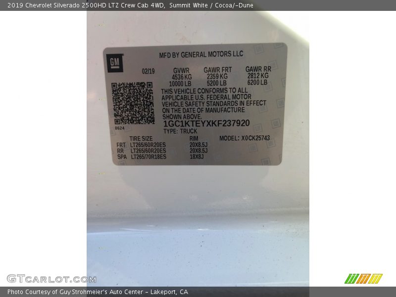 Summit White / Cocoa/­Dune 2019 Chevrolet Silverado 2500HD LTZ Crew Cab 4WD