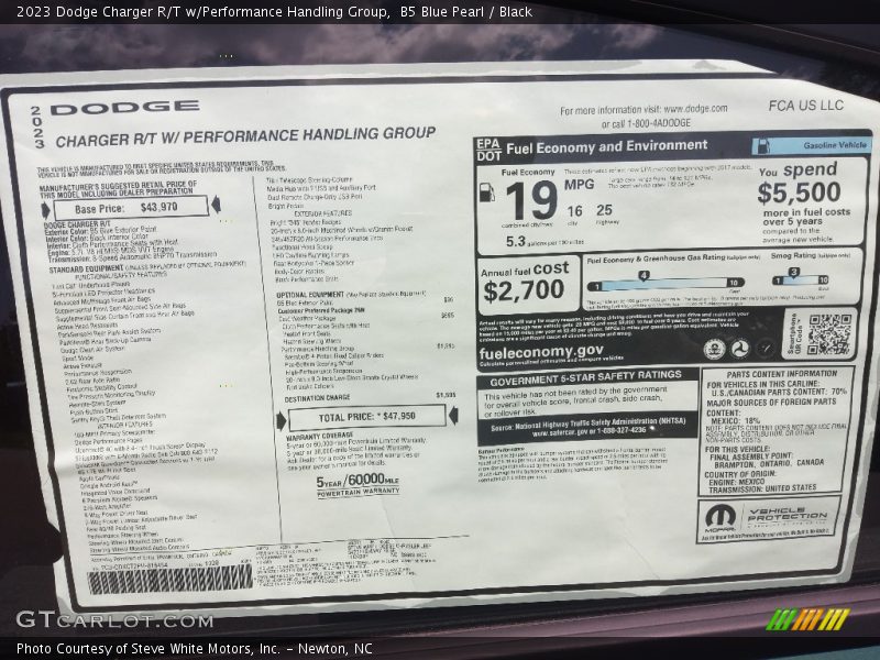 B5 Blue Pearl / Black 2023 Dodge Charger R/T w/Performance Handling Group