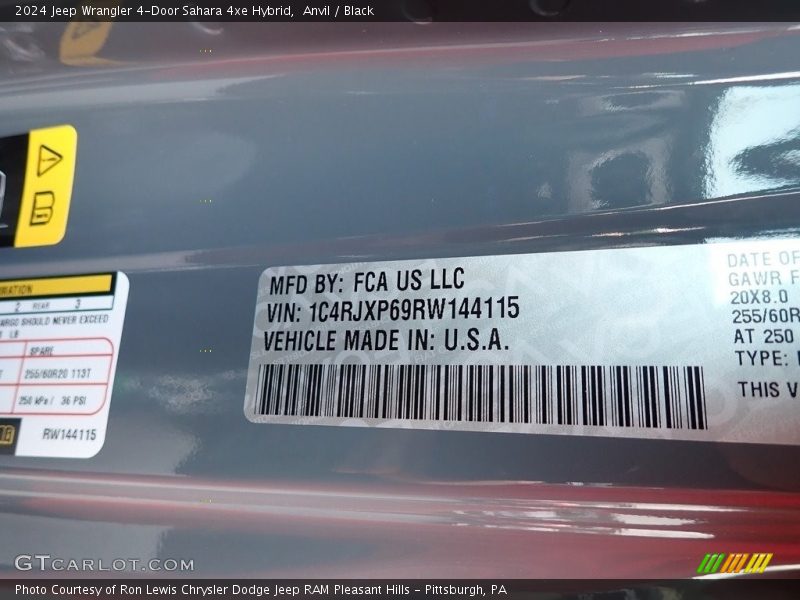 Anvil / Black 2024 Jeep Wrangler 4-Door Sahara 4xe Hybrid