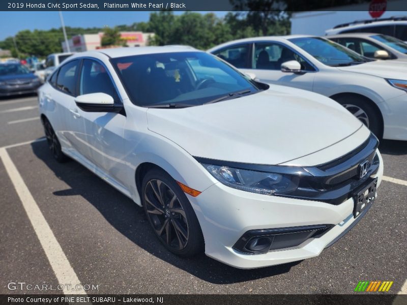 Platinum White Pearl / Black 2019 Honda Civic Sport Sedan