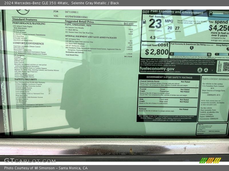 Selenite Gray Metallic / Black 2024 Mercedes-Benz GLE 350 4Matic