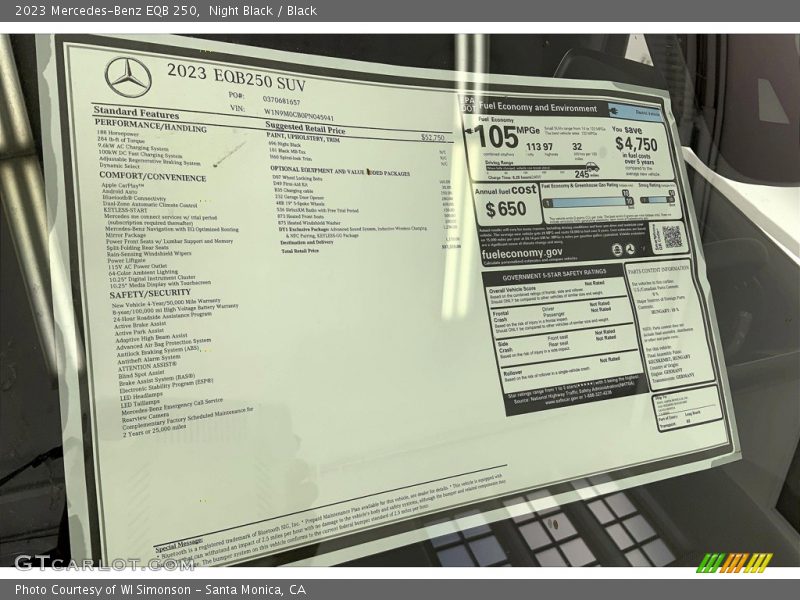 Night Black / Black 2023 Mercedes-Benz EQB 250