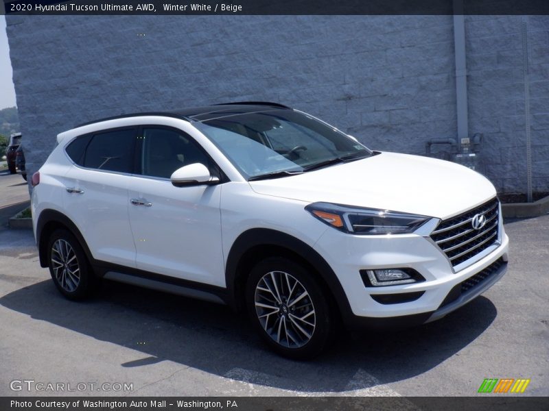 Winter White / Beige 2020 Hyundai Tucson Ultimate AWD