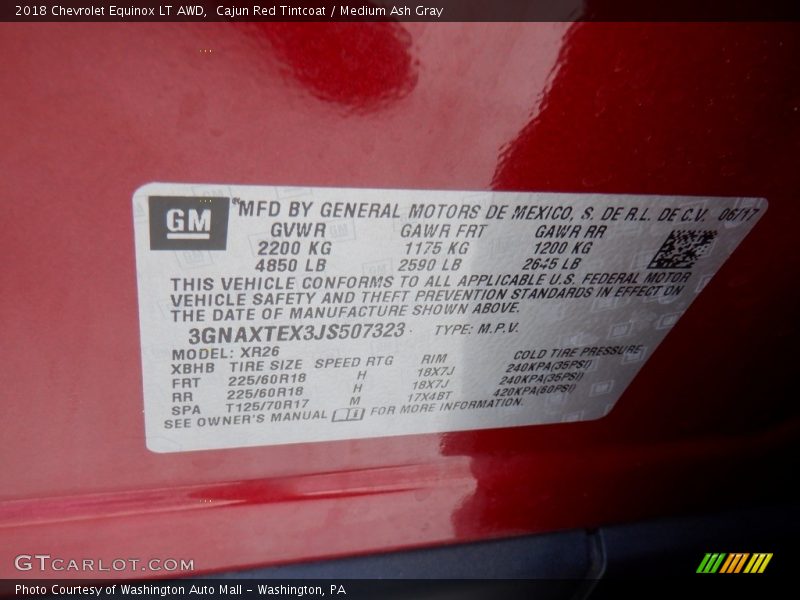 Cajun Red Tintcoat / Medium Ash Gray 2018 Chevrolet Equinox LT AWD