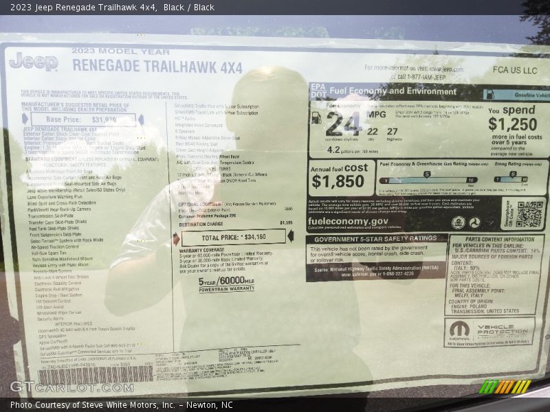  2023 Renegade Trailhawk 4x4 Window Sticker