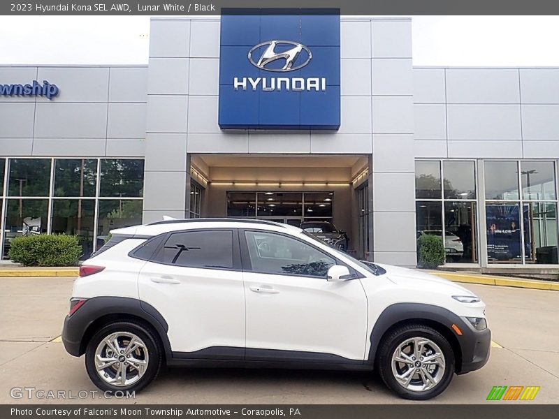 Lunar White / Black 2023 Hyundai Kona SEL AWD