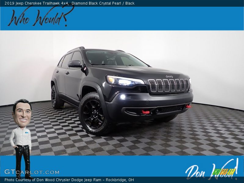 Diamond Black Crystal Pearl / Black 2019 Jeep Cherokee Trailhawk 4x4