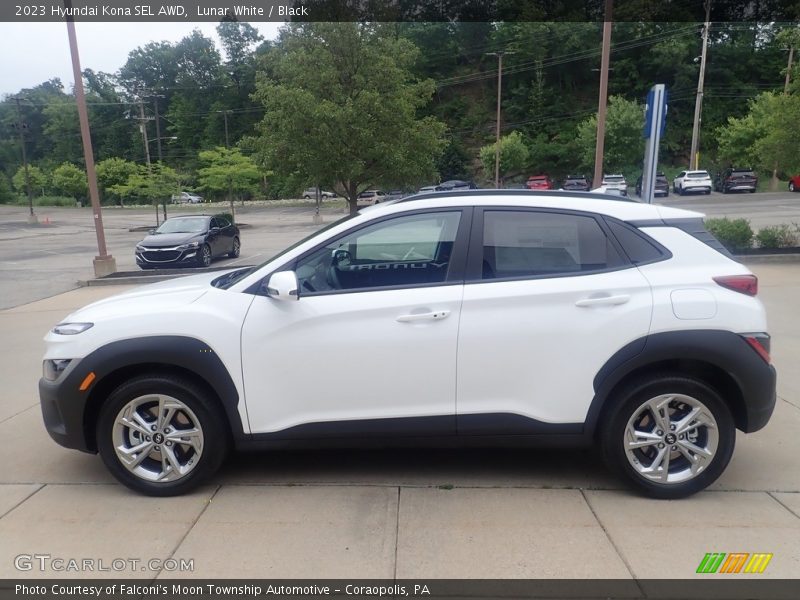 Lunar White / Black 2023 Hyundai Kona SEL AWD