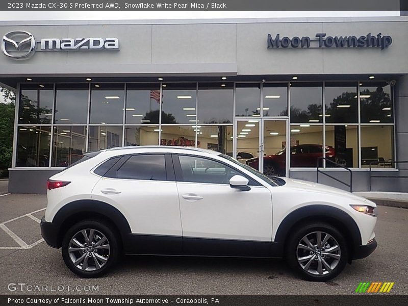 Snowflake White Pearl Mica / Black 2023 Mazda CX-30 S Preferred AWD