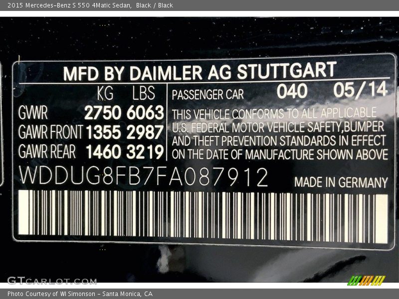 Black / Black 2015 Mercedes-Benz S 550 4Matic Sedan