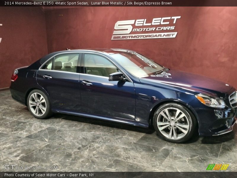 Lunar Blue Metallic / Silk Beige/Espresso Brown 2014 Mercedes-Benz E 350 4Matic Sport Sedan