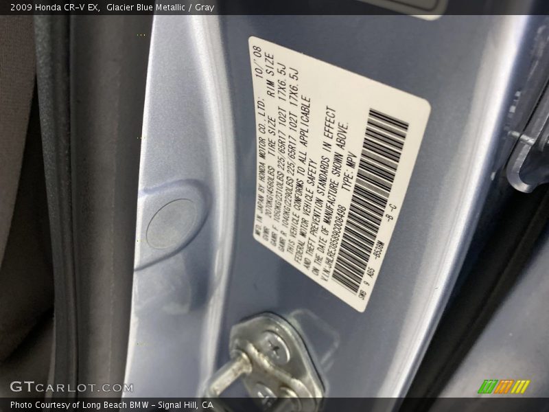 2009 CR-V EX Glacier Blue Metallic Color Code B538M