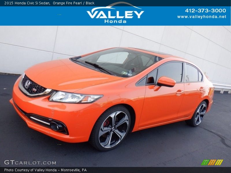 Orange Fire Pearl / Black 2015 Honda Civic Si Sedan