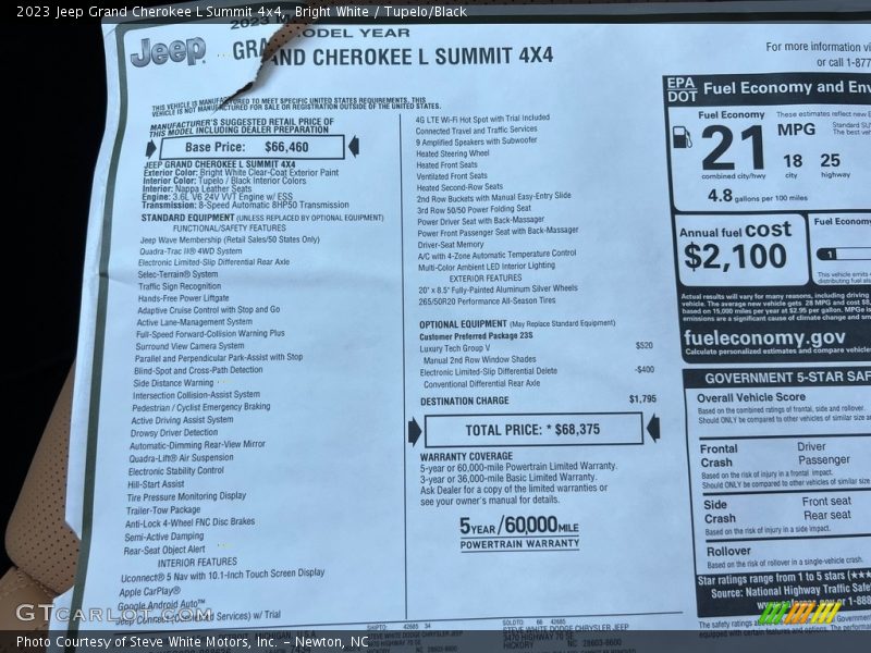 Bright White / Tupelo/Black 2023 Jeep Grand Cherokee L Summit 4x4