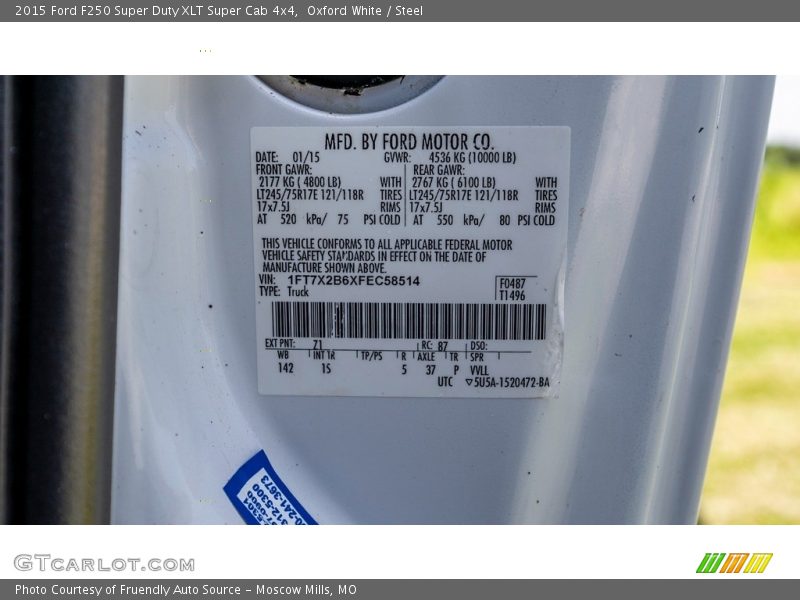 Oxford White / Steel 2015 Ford F250 Super Duty XLT Super Cab 4x4