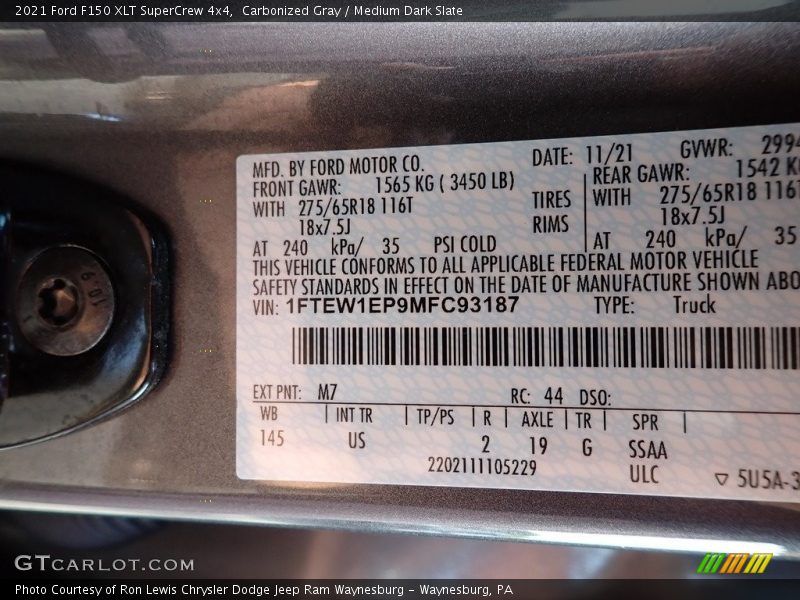 Carbonized Gray / Medium Dark Slate 2021 Ford F150 XLT SuperCrew 4x4