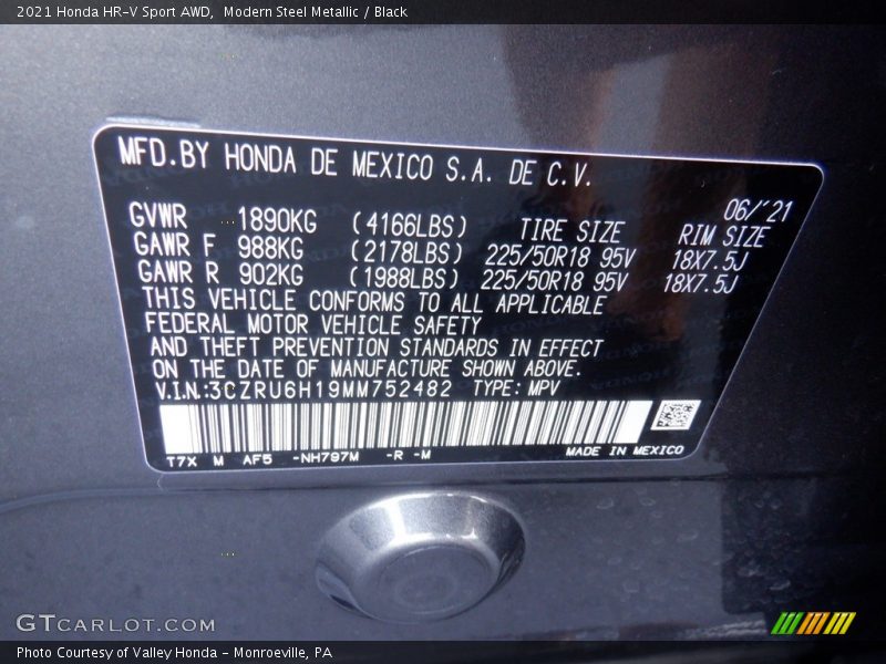 Modern Steel Metallic / Black 2021 Honda HR-V Sport AWD
