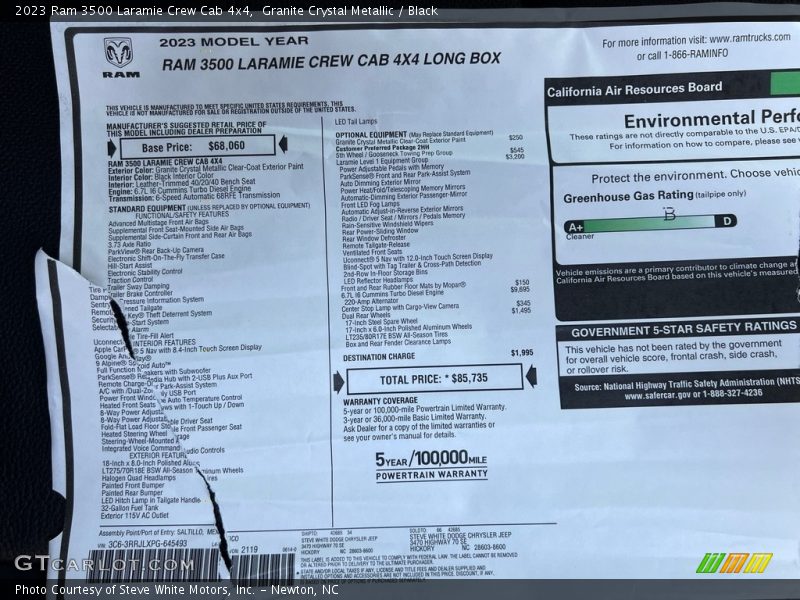 Granite Crystal Metallic / Black 2023 Ram 3500 Laramie Crew Cab 4x4