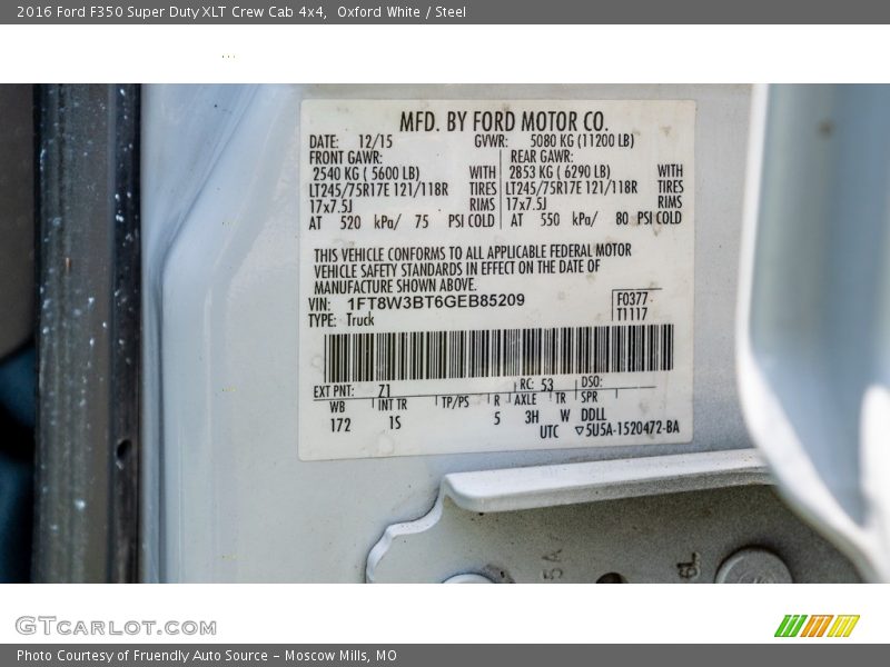 Oxford White / Steel 2016 Ford F350 Super Duty XLT Crew Cab 4x4