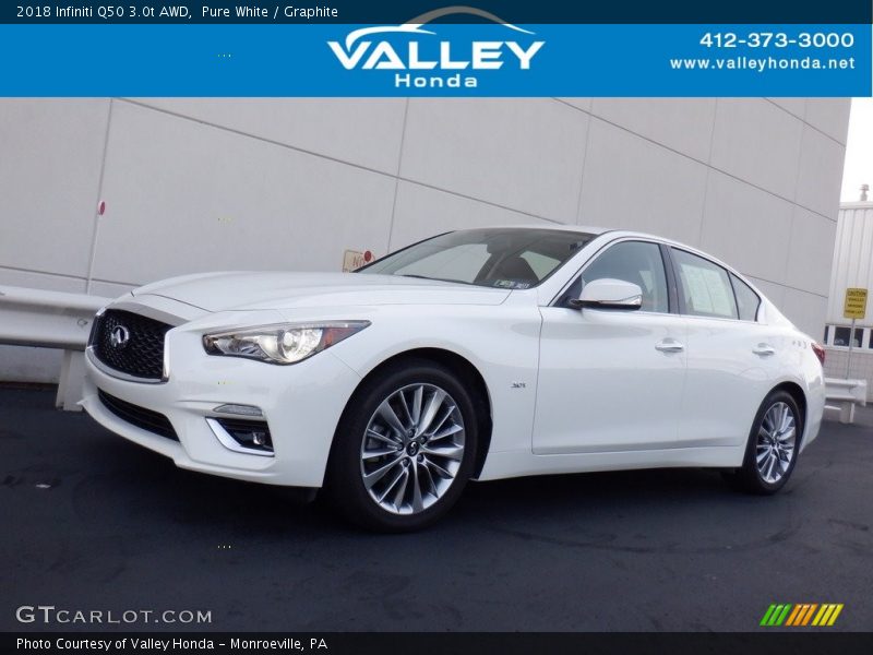 Pure White / Graphite 2018 Infiniti Q50 3.0t AWD