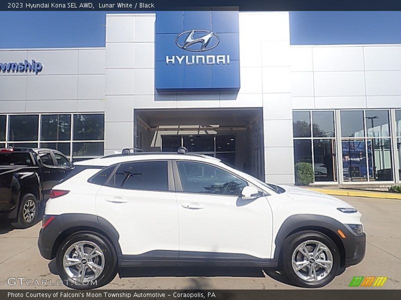 Lunar White / Black 2023 Hyundai Kona SEL AWD