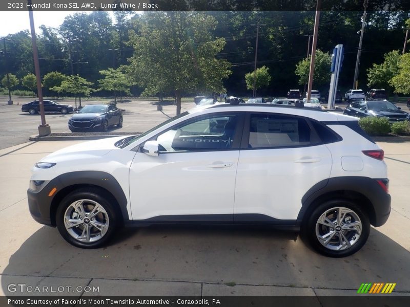 Lunar White / Black 2023 Hyundai Kona SEL AWD