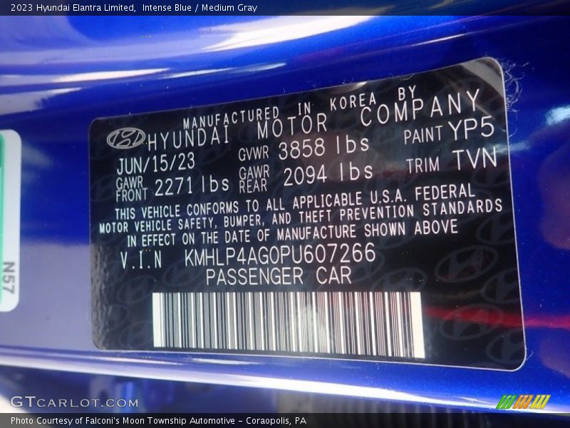 Intense Blue / Medium Gray 2023 Hyundai Elantra Limited