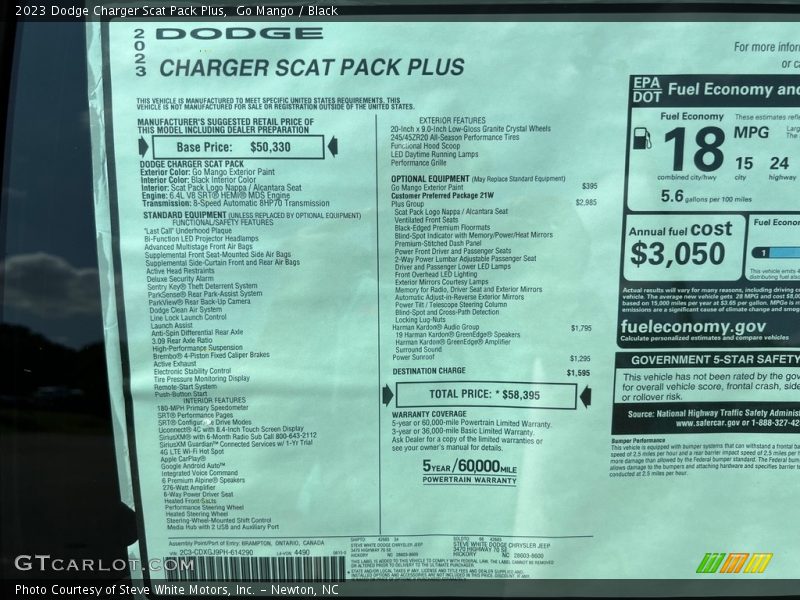 Go Mango / Black 2023 Dodge Charger Scat Pack Plus