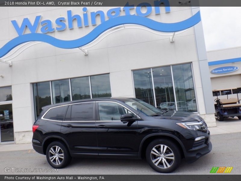 Crystal Black Pearl / Gray 2018 Honda Pilot EX-L AWD