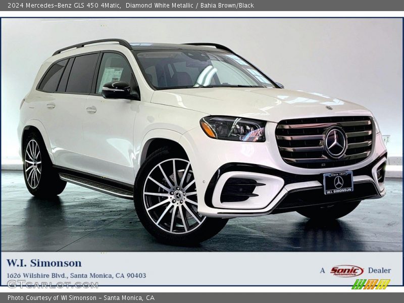 Diamond White Metallic / Bahia Brown/Black 2024 Mercedes-Benz GLS 450 4Matic