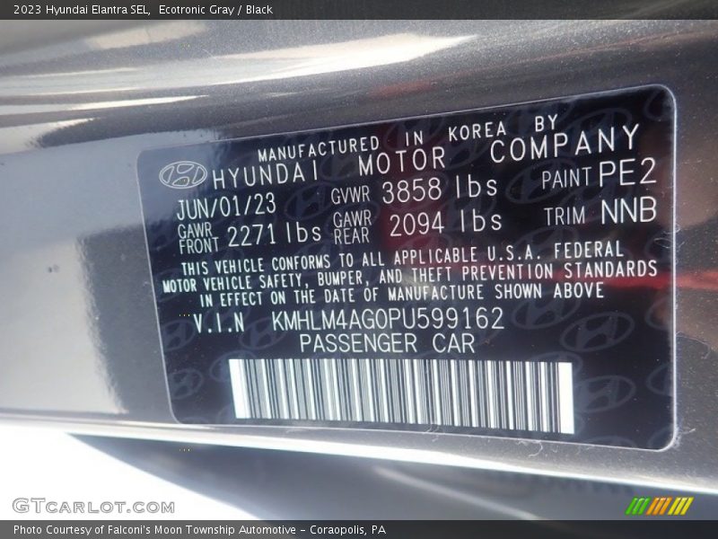 Ecotronic Gray / Black 2023 Hyundai Elantra SEL