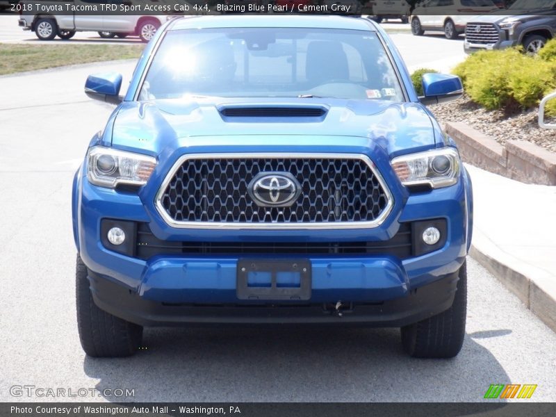 Blazing Blue Pearl / Cement Gray 2018 Toyota Tacoma TRD Sport Access Cab 4x4