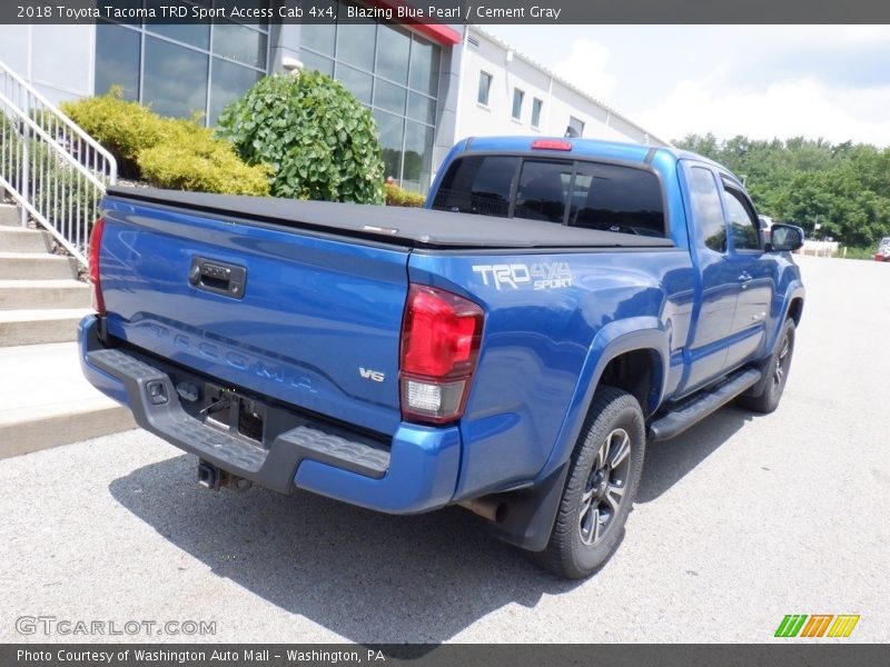 Blazing Blue Pearl / Cement Gray 2018 Toyota Tacoma TRD Sport Access Cab 4x4