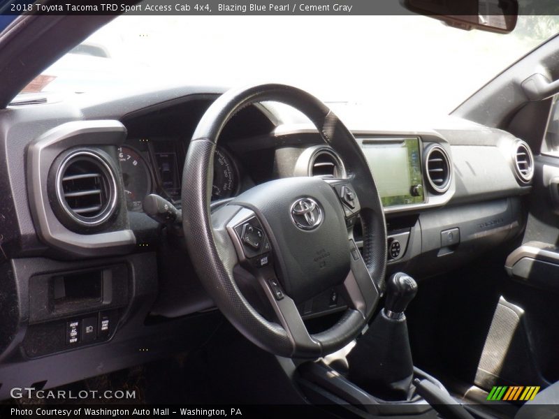 Blazing Blue Pearl / Cement Gray 2018 Toyota Tacoma TRD Sport Access Cab 4x4