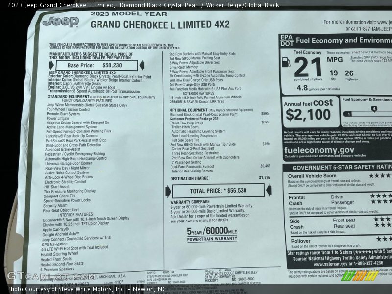  2023 Grand Cherokee L Limited Window Sticker
