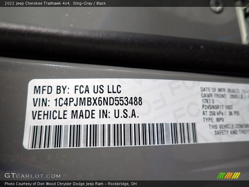 Sting-Gray / Black 2022 Jeep Cherokee Trailhawk 4x4