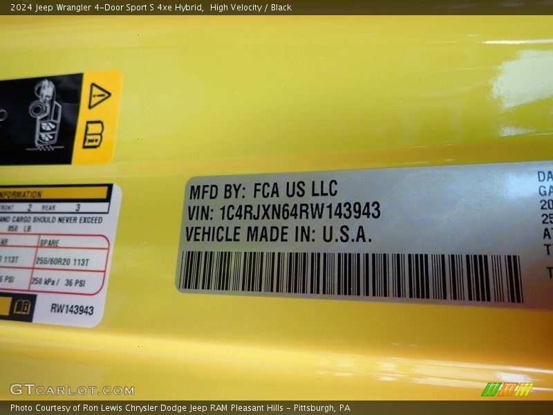 High Velocity / Black 2024 Jeep Wrangler 4-Door Sport S 4xe Hybrid