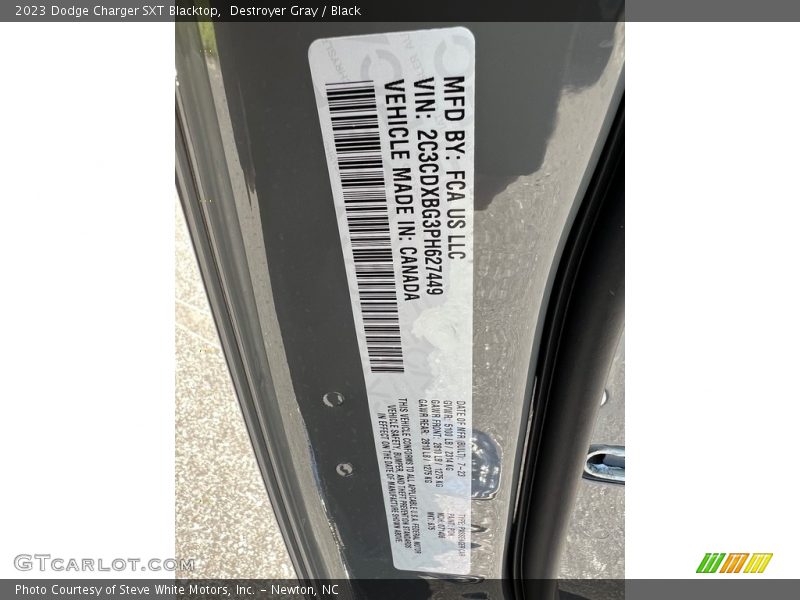 Destroyer Gray / Black 2023 Dodge Charger SXT Blacktop