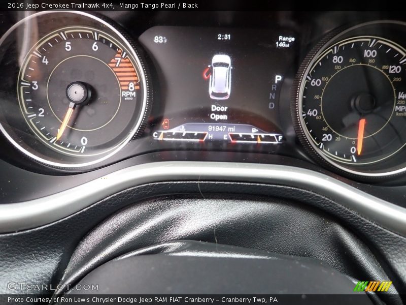Mango Tango Pearl / Black 2016 Jeep Cherokee Trailhawk 4x4