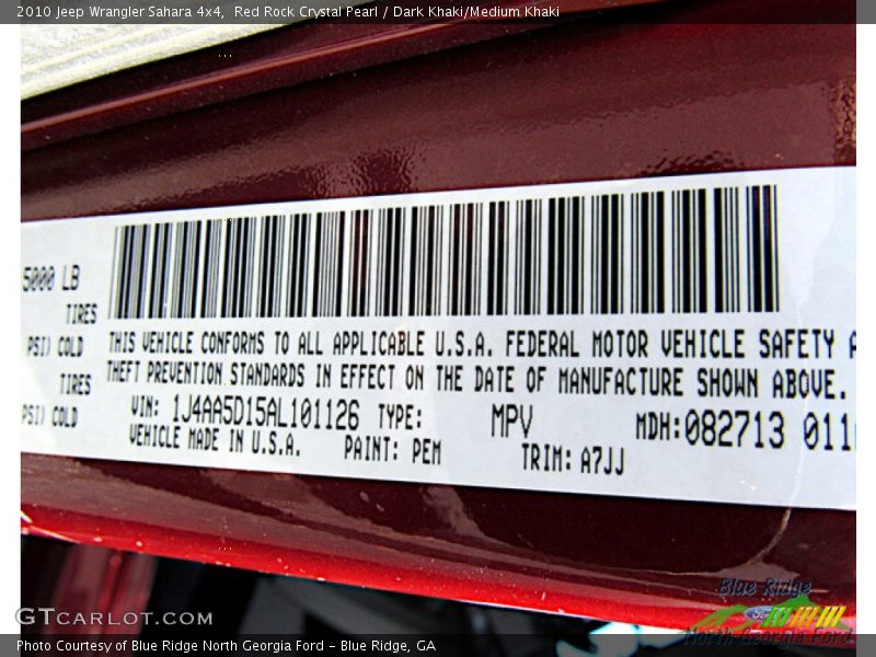 Red Rock Crystal Pearl / Dark Khaki/Medium Khaki 2010 Jeep Wrangler Sahara 4x4