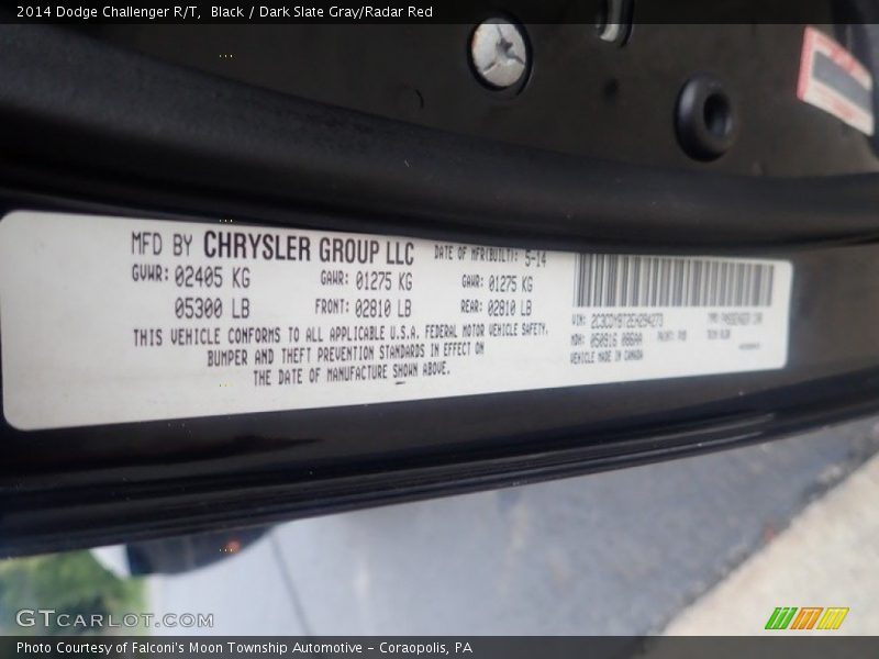 Black / Dark Slate Gray/Radar Red 2014 Dodge Challenger R/T