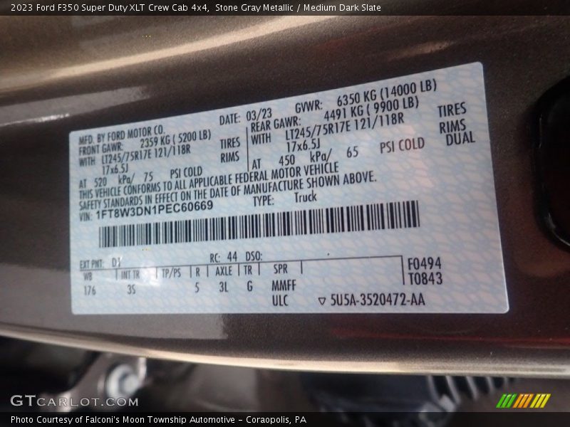 Stone Gray Metallic / Medium Dark Slate 2023 Ford F350 Super Duty XLT Crew Cab 4x4