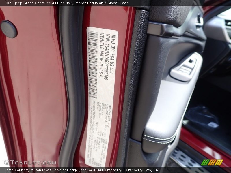 2023 Grand Cherokee Altitude 4x4 Velvet Red Pearl Color Code PRV
