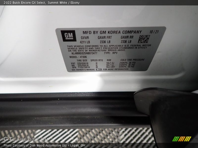 Summit White / Ebony 2022 Buick Encore GX Select