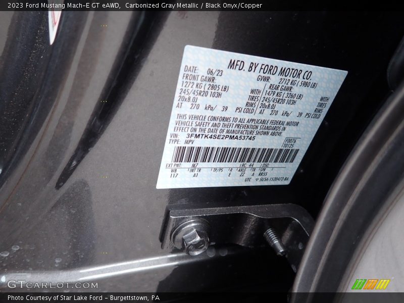 2023 Mustang Mach-E GT eAWD Carbonized Gray Metallic Color Code M7