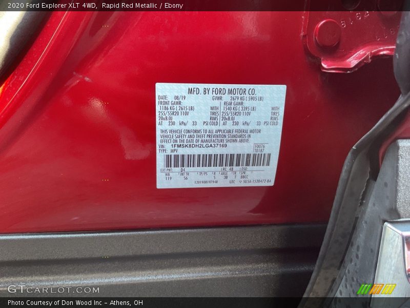 Rapid Red Metallic / Ebony 2020 Ford Explorer XLT 4WD