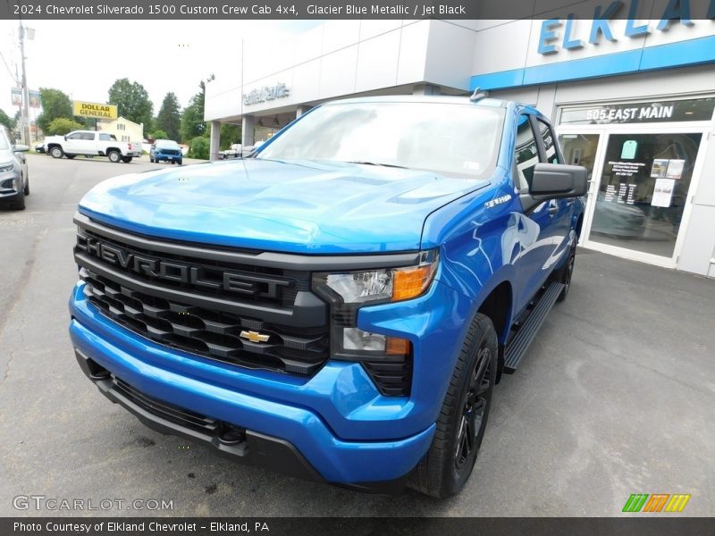 Glacier Blue Metallic / Jet Black 2024 Chevrolet Silverado 1500 Custom Crew Cab 4x4