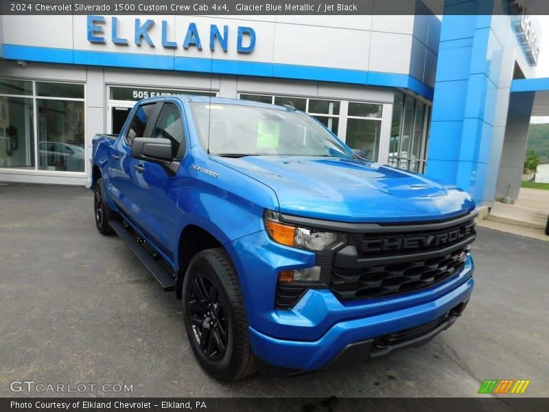 Glacier Blue Metallic / Jet Black 2024 Chevrolet Silverado 1500 Custom Crew Cab 4x4